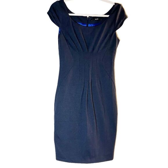 Tahari Navy Blue Lined Midi Dress Size 6 - Picture 1 of 11